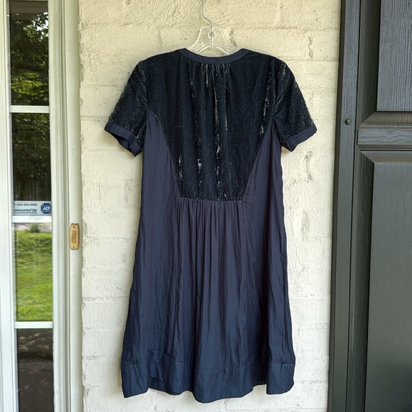 Anthropologie Maeve Teal Blue Velvet V Neck Short Sleeve Boho Dress Size XS - Picture 6 of 10